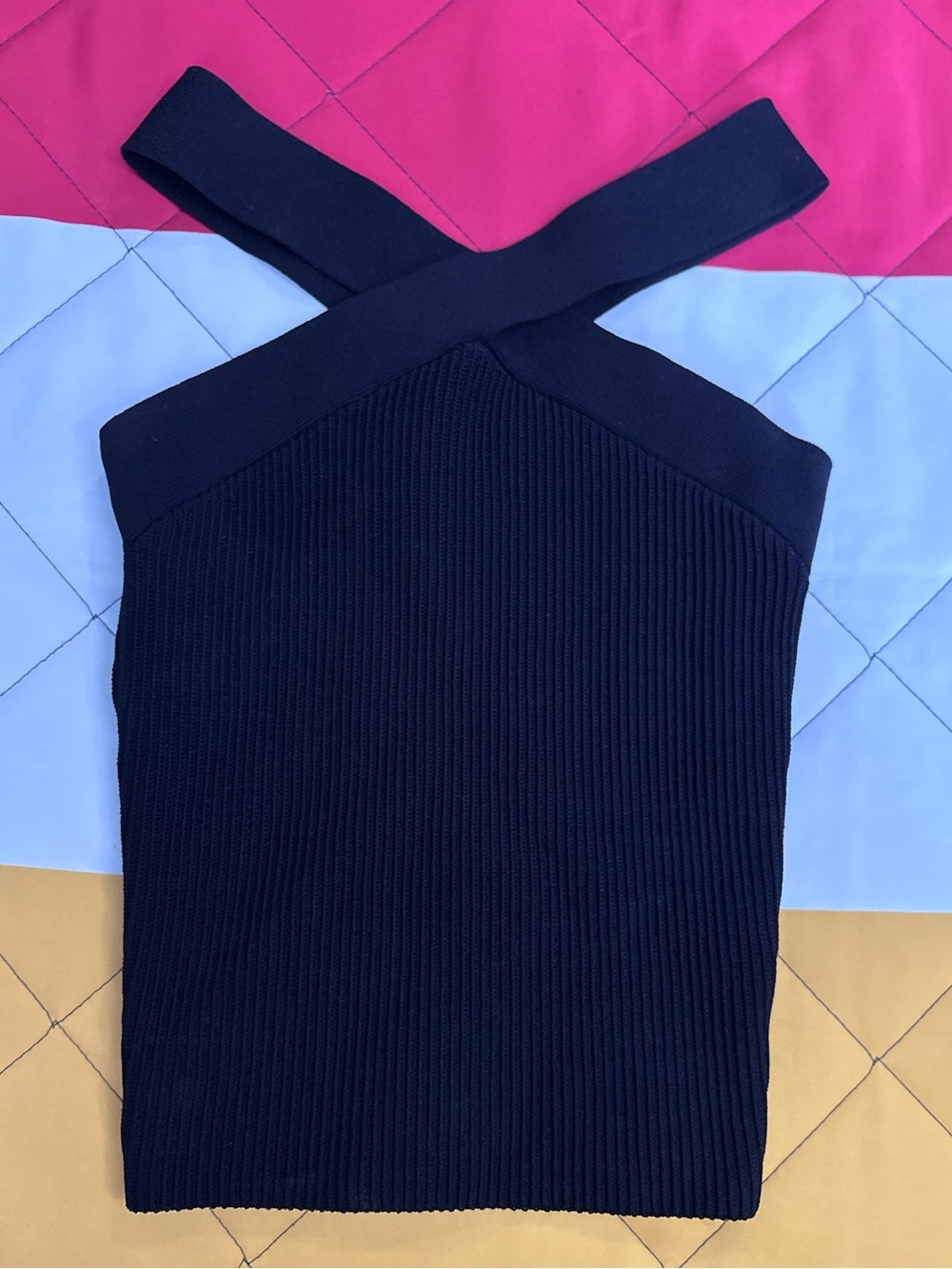 Aritzia Black Ribbed Cross-Halter Crop Top - Picture 14 of 14